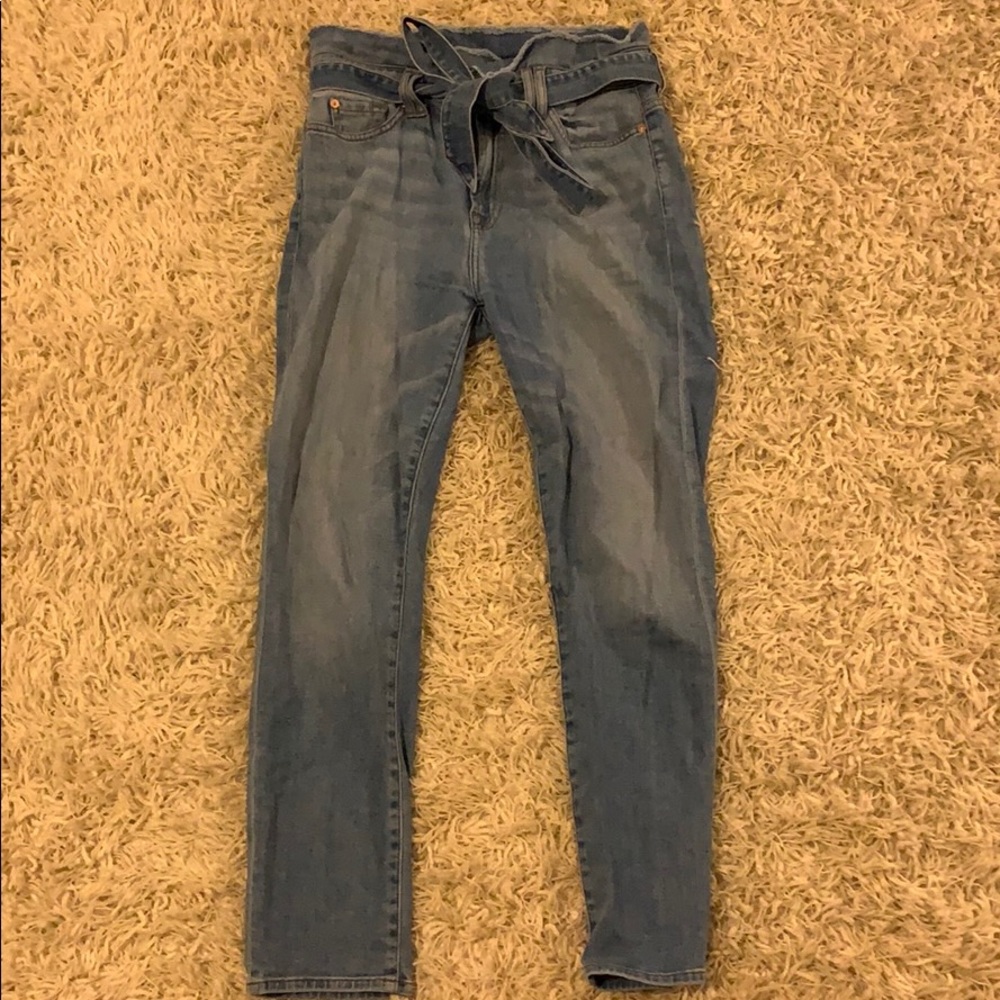 7 For All Mankind Blue Skinny Jeans with Belt